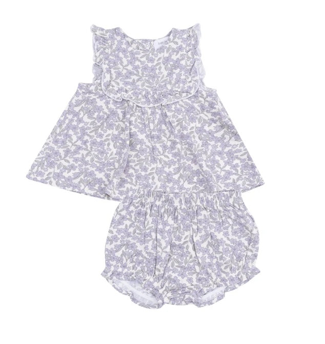 Angel Dear Forget Me Not Floral Ruffle Top & Bloomer 3-6m