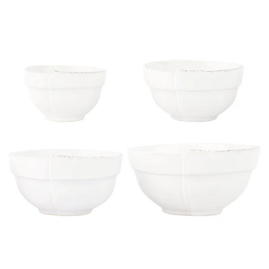 Vietri Lastra White Assorted Prepping Bowls Set of 4