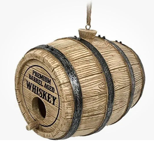 Birdhouse Whiskey Barrel