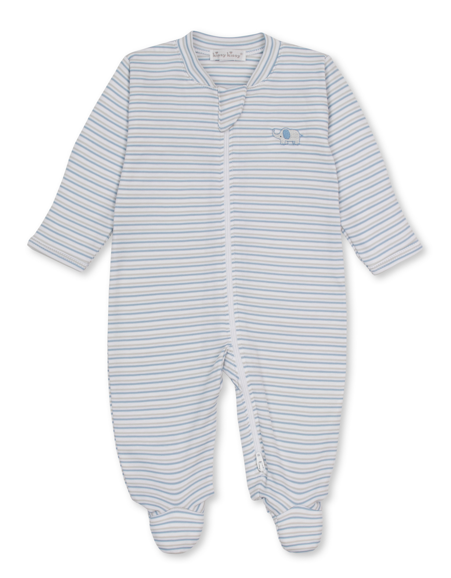 Bue and white striped footie