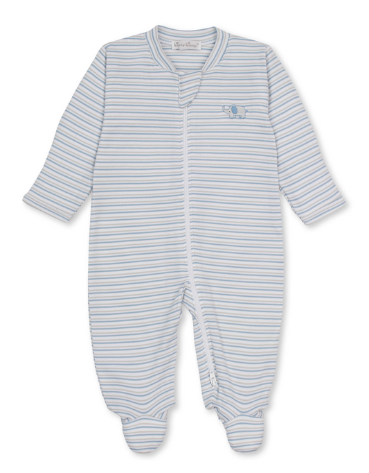Bue and white striped footie