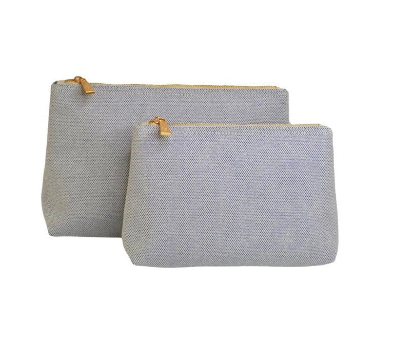 TRVL Admiral Blue Linen Cosmetic Bag Duo Set