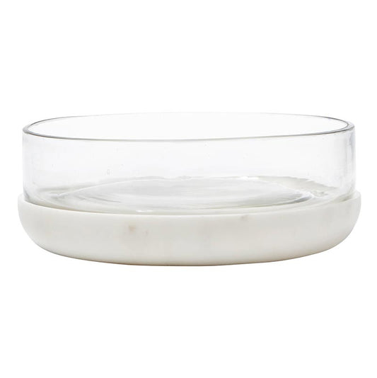 White Marble and Glass Bowl