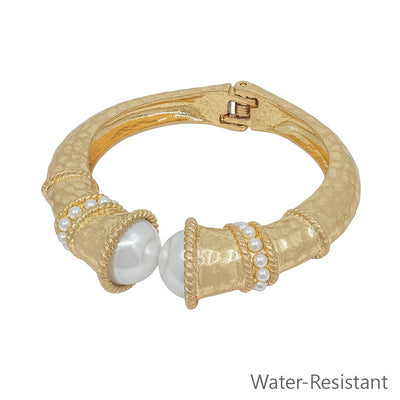 Meghan browne JOJO-GP WATER RESISTANT GOLD HINGE BRACELET WITH PEARL STONE