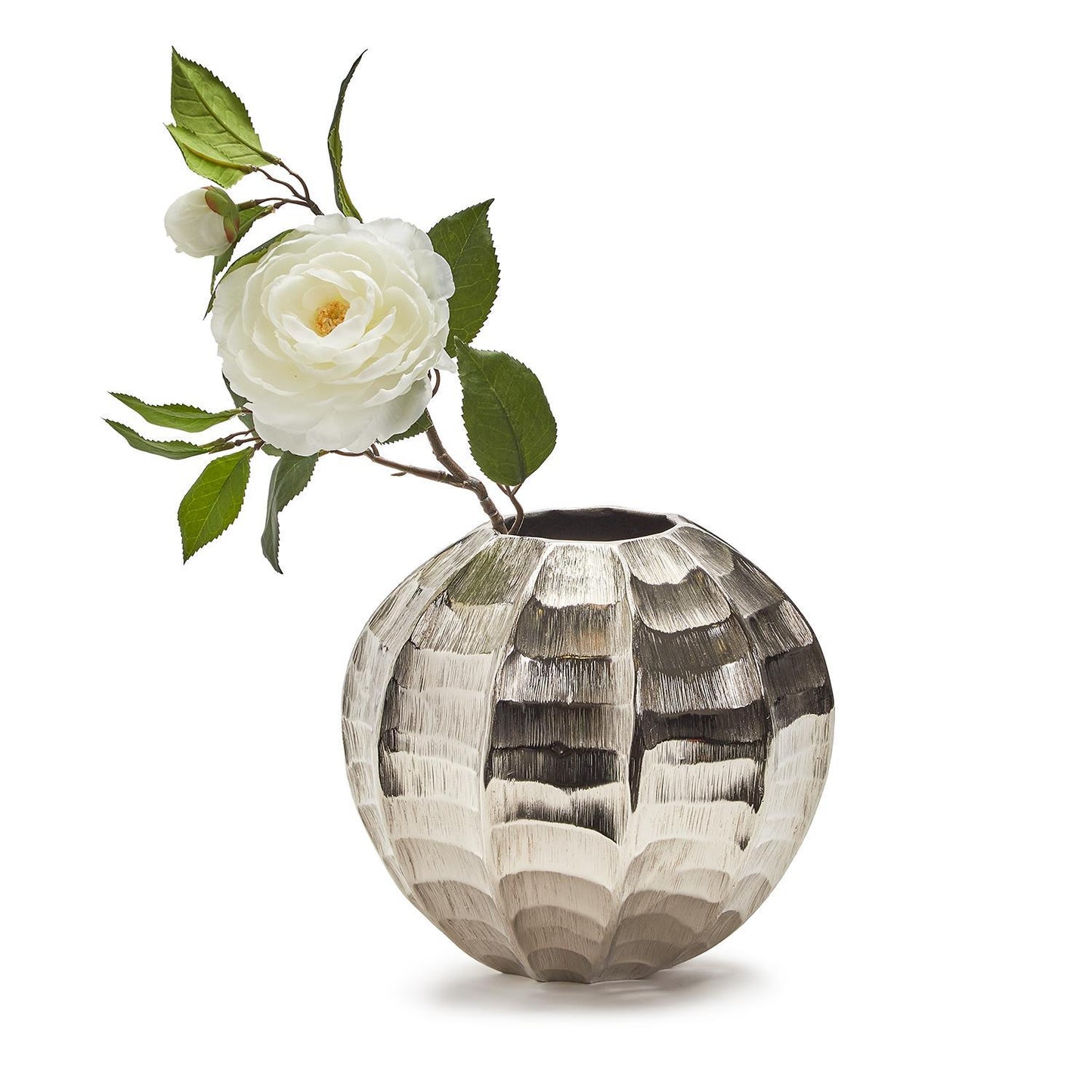 Hammered Silver Round Vase