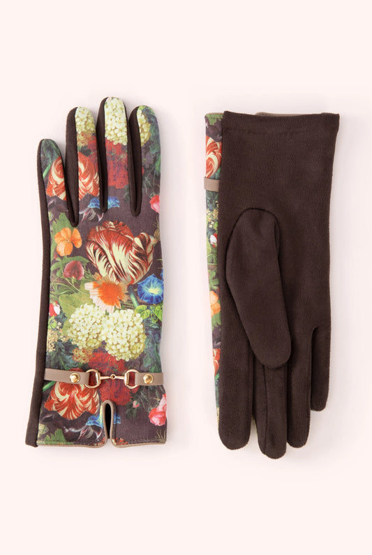 Kylie Gloves Chocolate Floral