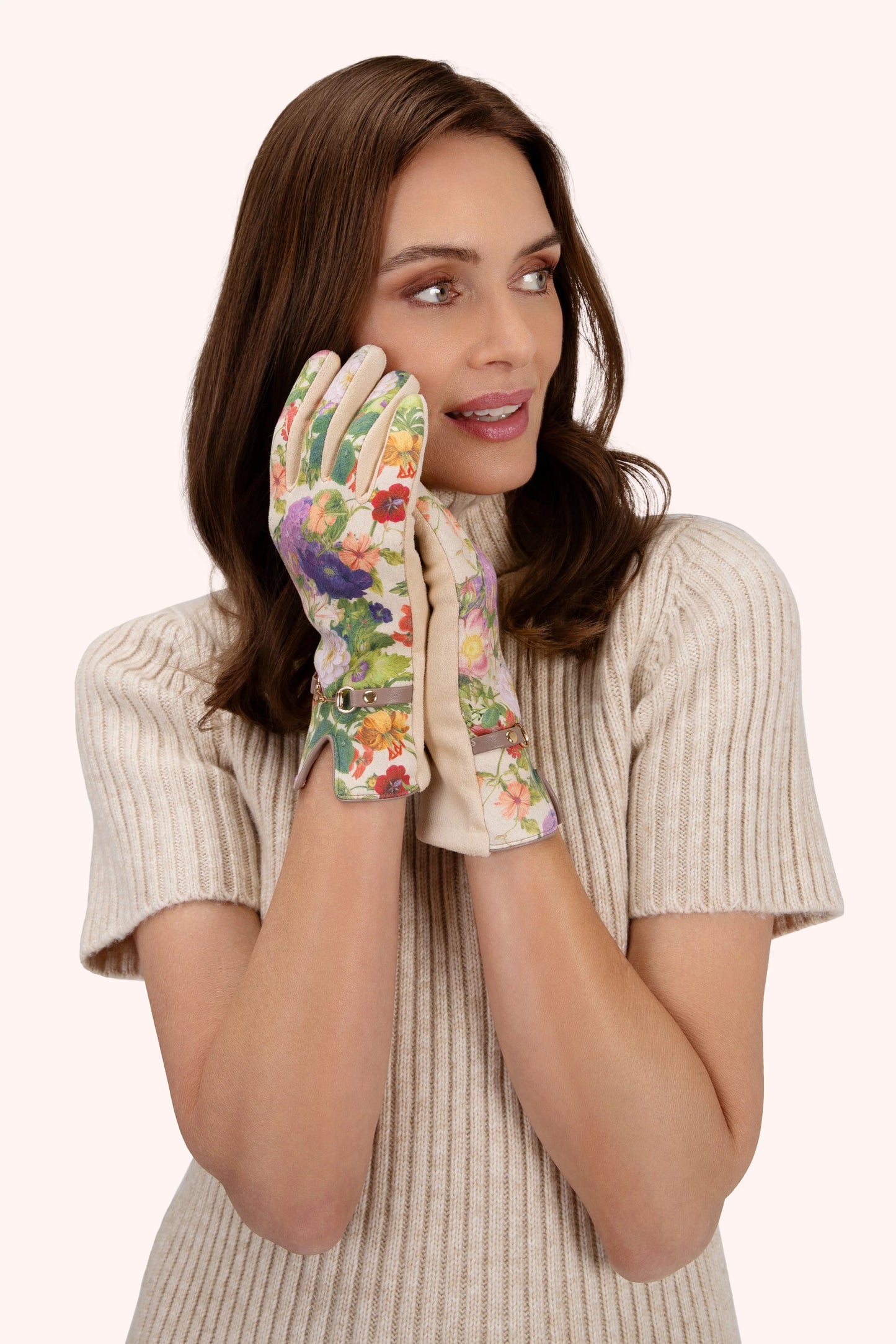 Kylie Gloves Cream Floral
