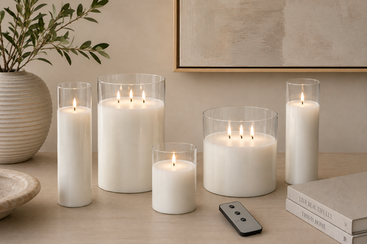 LED Candle in Glass Votives w/Remote