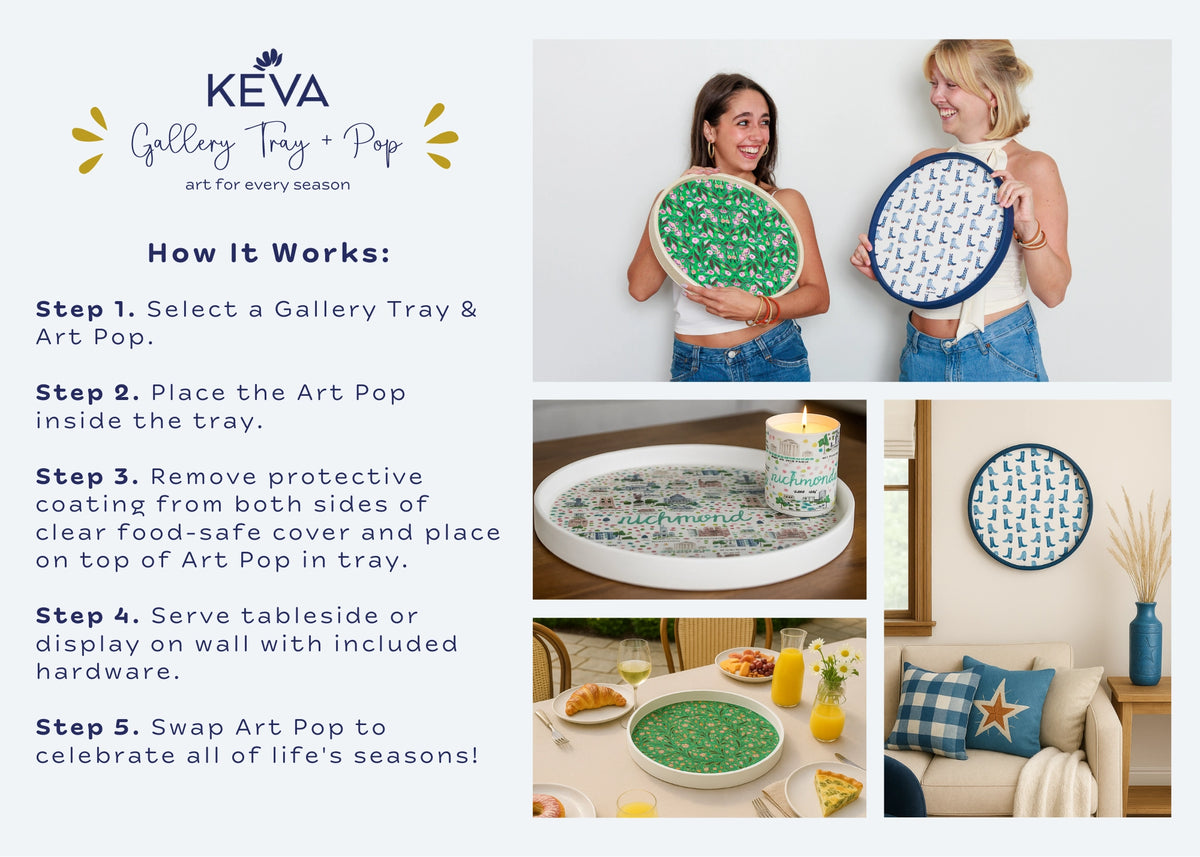 KEVA Gallery Tray & Pop product with step-by-step instructions and usage examples.