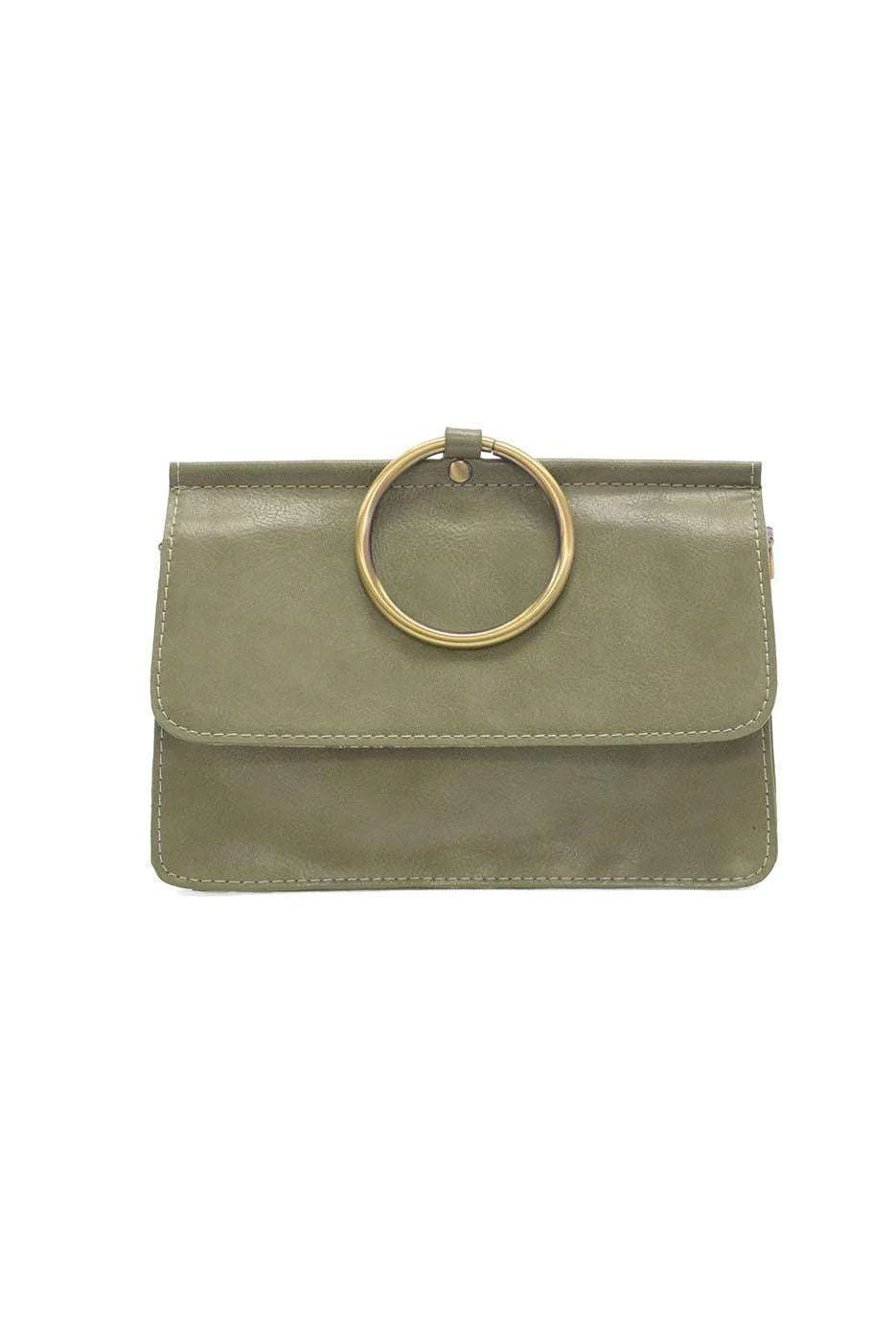 joy susan  eucalyptus aria handbag with a gold ring handle 