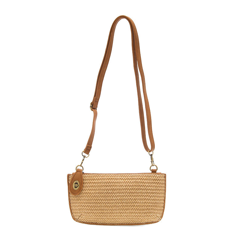 Joy Susan Straw Mini Wristlet Crossbody Tan