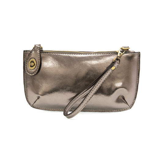 Joy Susan Liquid Metal Mini Crossbody Wristlet Clutch Chrome