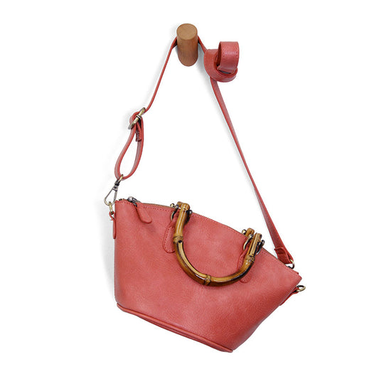 Joy Susan Millie Bamboo Handle Basket Crossbody Coral
