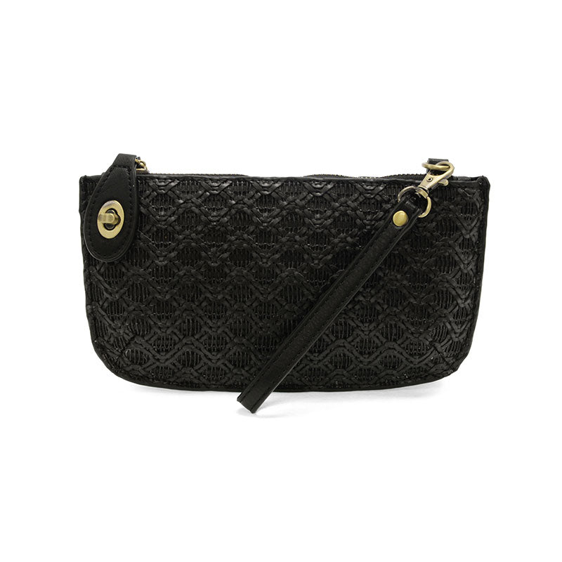 Joy Susan Lattice Woven Mini Crossbody Wristlet Clutch Black