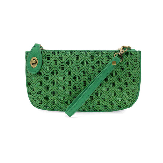 Joy Susan Lattice Woven Crossbody Wristlet Clutch Green