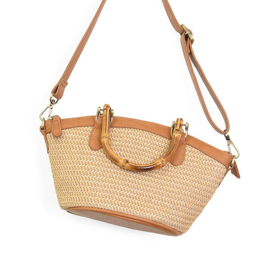 Joy Susan Millie Bamboo Handle Basket Crossbody Natural Straw