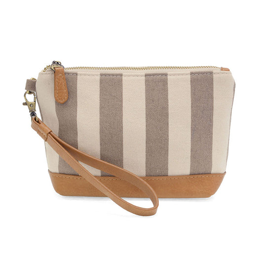Joy Susan Awning Stripe Wristlet Canvas Bag Neutral
