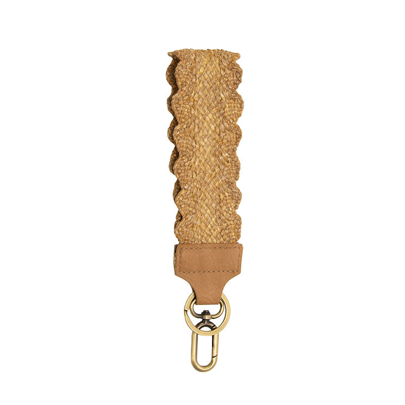 Joy Susan Scalloped Straw Easy Find Wristlet Keychain Natural