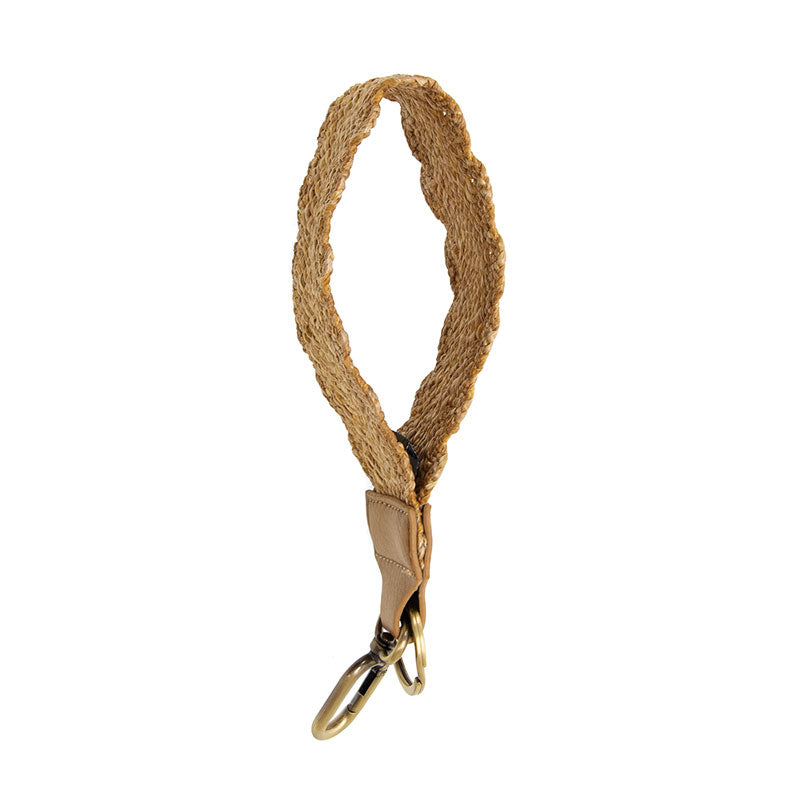 Joy Susan Scalloped Straw Easy Find Wristlet Keychain Natural
