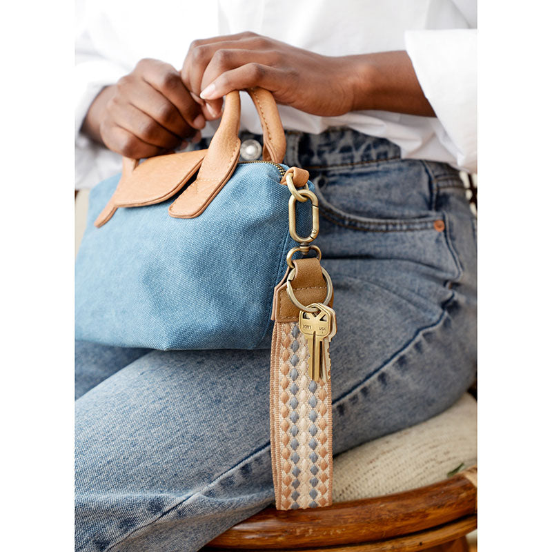 Joy Susan Dotted Stripe Easy Find Wristlet Keychain