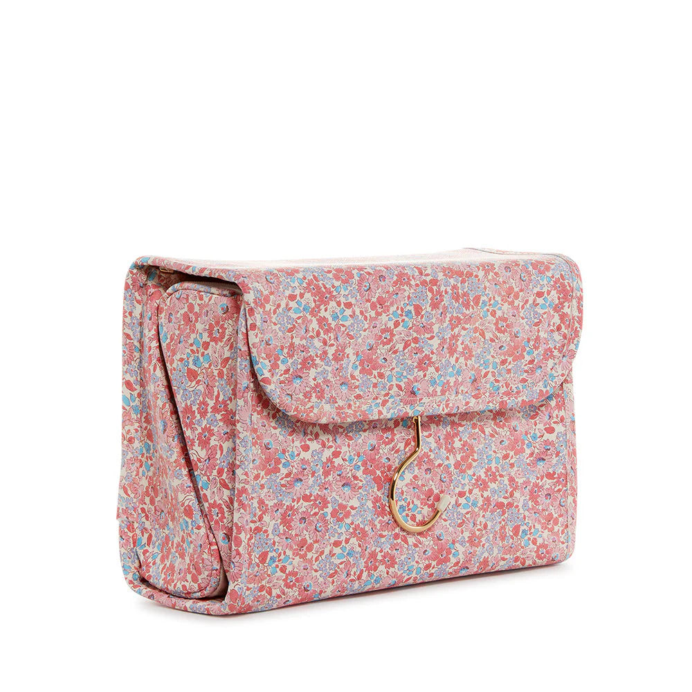 TRVL Hanging Toiletry Case Marseille with Pink Pinstripes