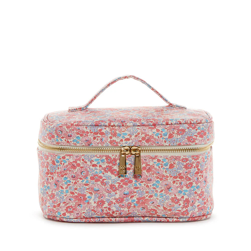 TRVL Train Case Marseille with Pink Pinstripe