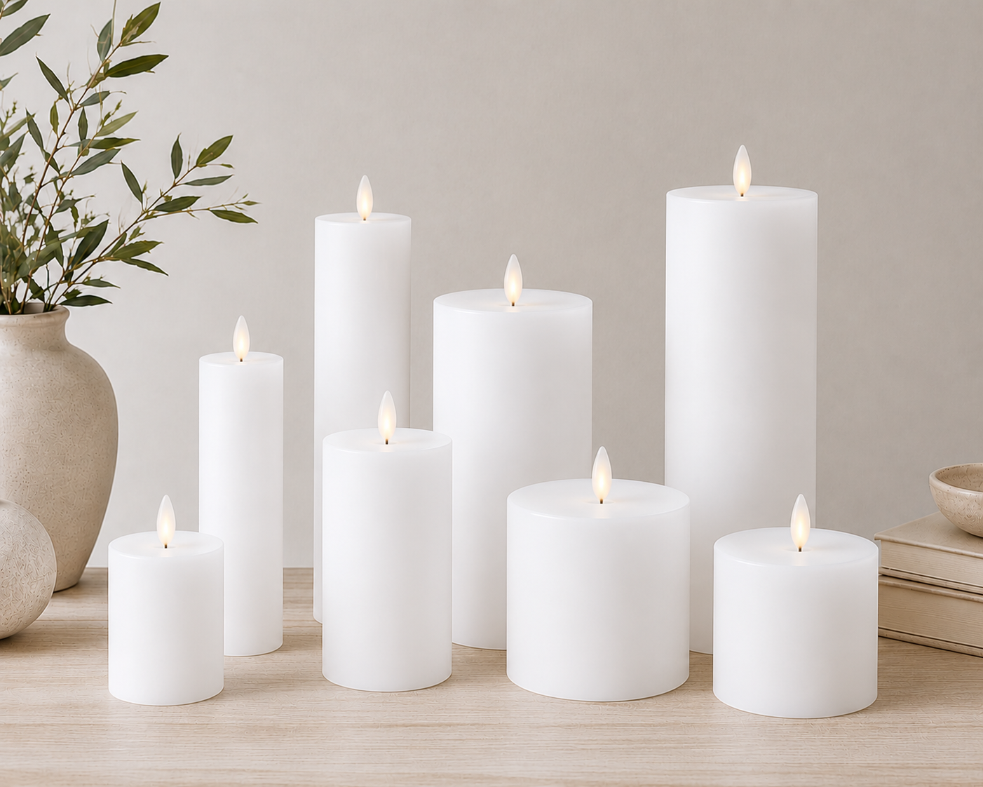 white luinara flameless candles with remote