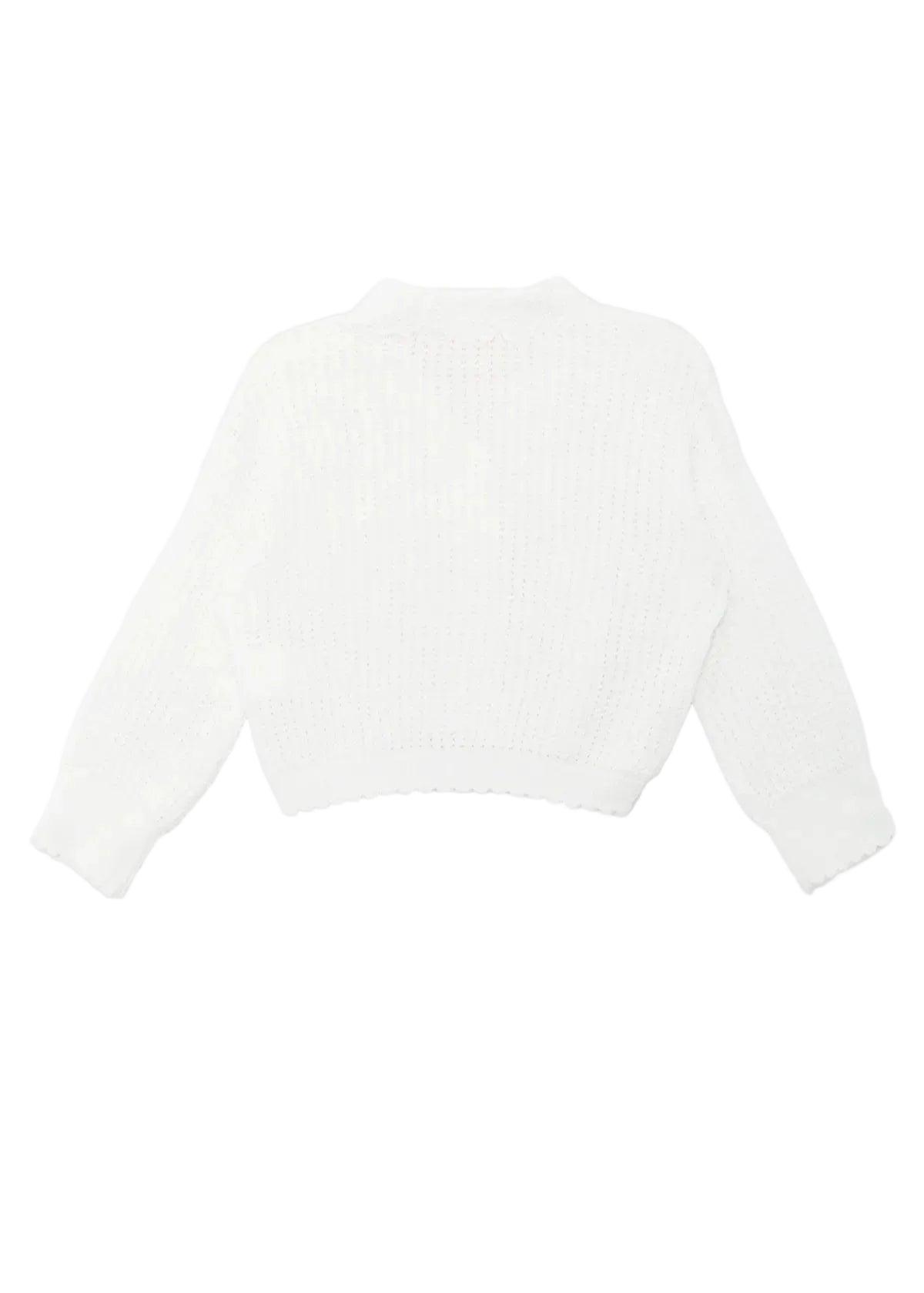Back of a Mabel and Honey girls monica cardigan sweater with stripes. 