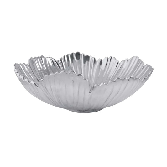 Decorative Mariposa Cosmos Serving bowl with textured leaf like surface on a white background