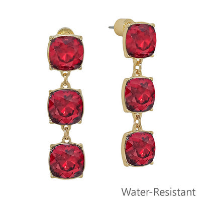 Meghan Browne PRYN-RU Ruby triple stone dangle earrings with gold