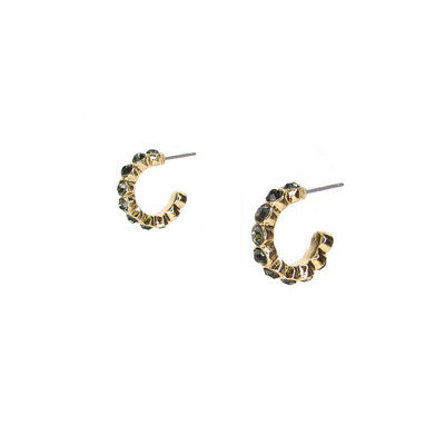 Meghan Browne ROY-BD hoop earrings with gold hoop and black crystal diamond like stones surrounding the hoops