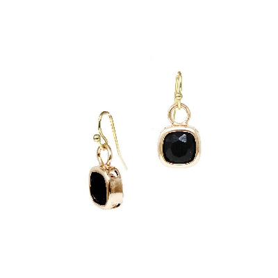 Meghan Browne VED-GB Vedar gold drop earrings with a black oval stone