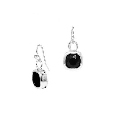 Meghan Browne VED-SB earrings silver dangle earrings with a black oval stone