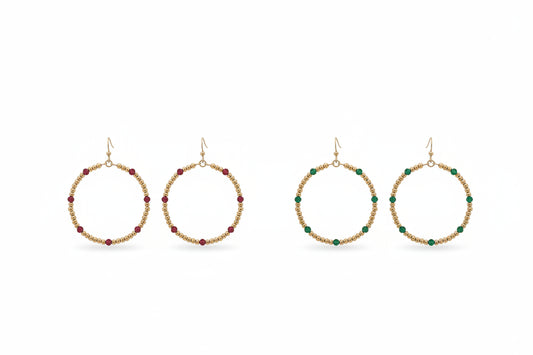 Meghan Browne ZEV-RU Gold and ruby alternating stones hoop earrings