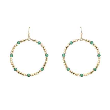 Meghan Browne Gold hoop earrings with alternating emerald stones