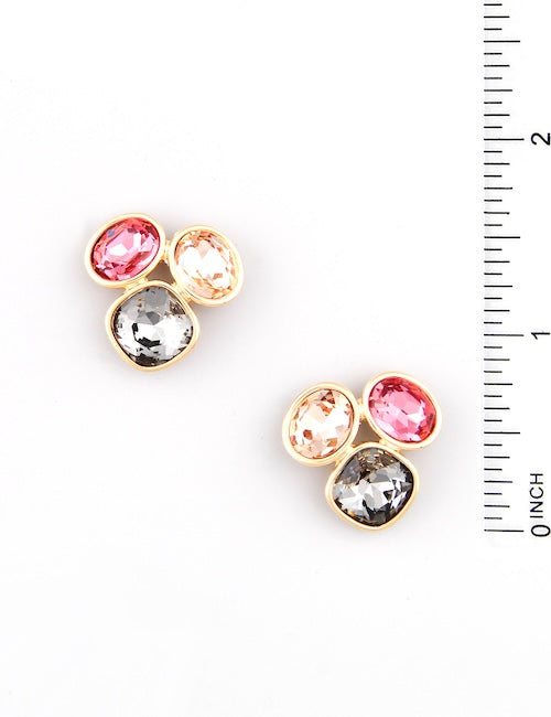 Meghan Brown VIV Stud Triple Stone Earrings