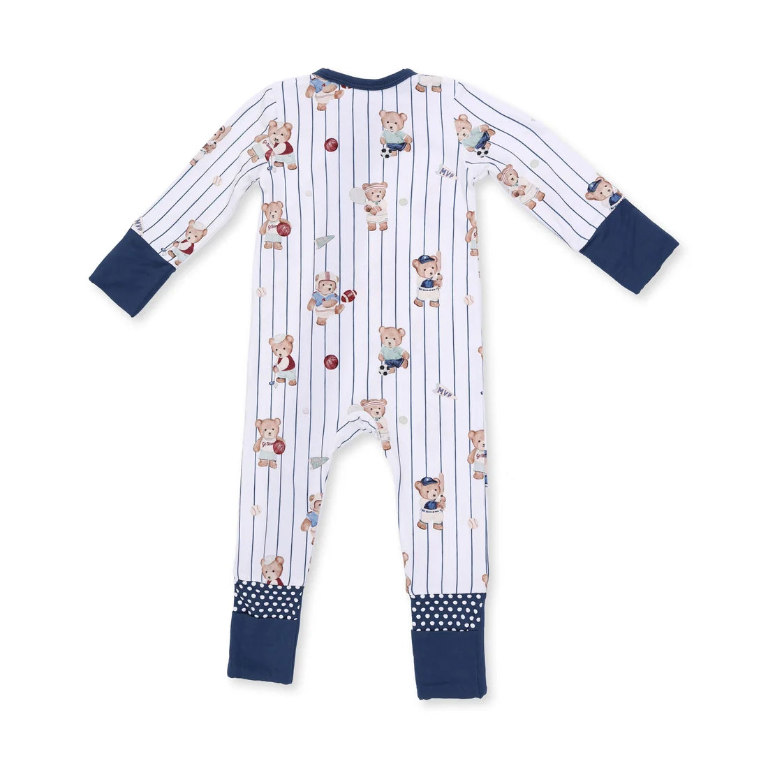 angel dear mixed sports bear Children's onesie with teddy bear pattern on a white background