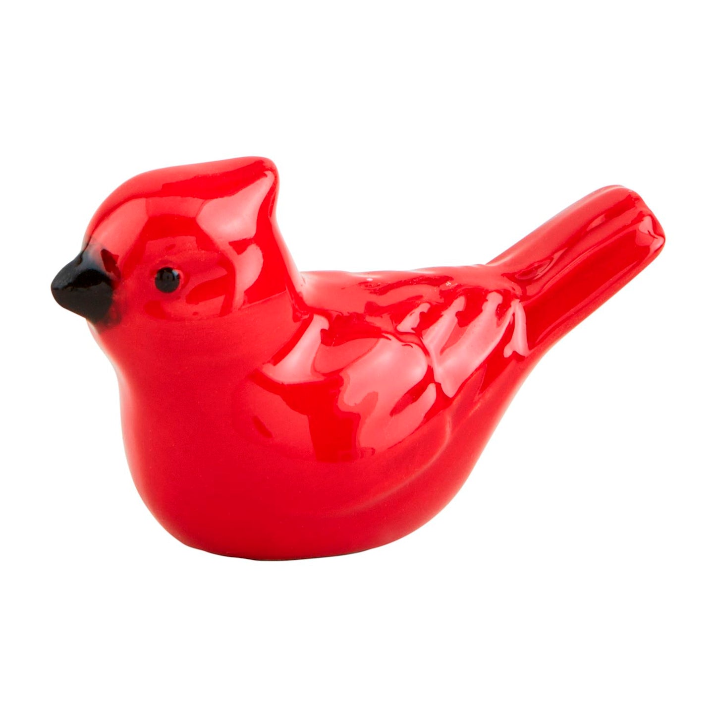Hand-painted vibrant red ceramic pocket size cardinal 