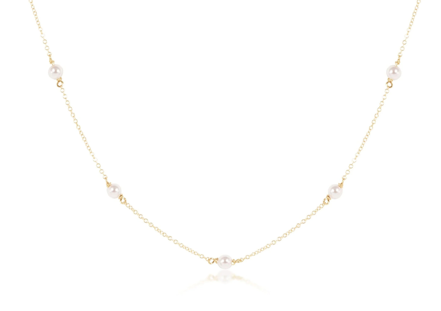 enewton simplicity necklace 15" choker gold chain with 4mm pearl accents