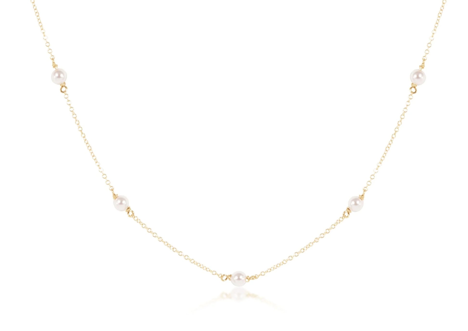 enewton simplicity necklace 15" choker gold chain with 4mm pearl accents
