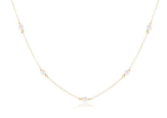 enewton simplicity necklace 15" choker gold chain with 4mm pearl accents