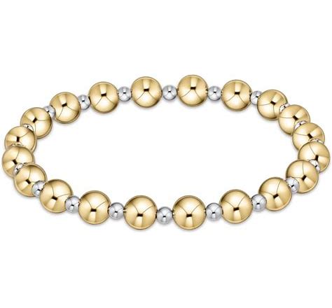 eNewton Extends Classic Grateful 6mm Bead Bracelet Mixed Metal
