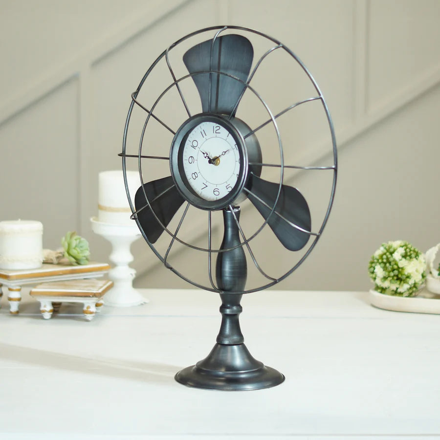 Metal Fan Table Clock