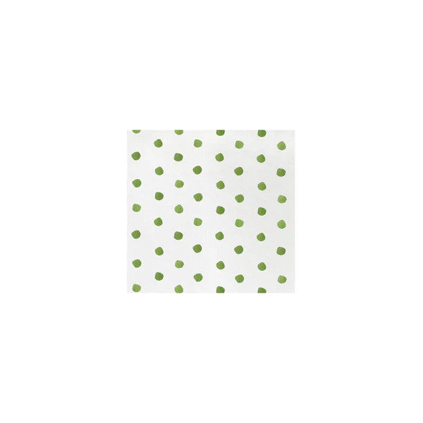White napkin with green polka dots 