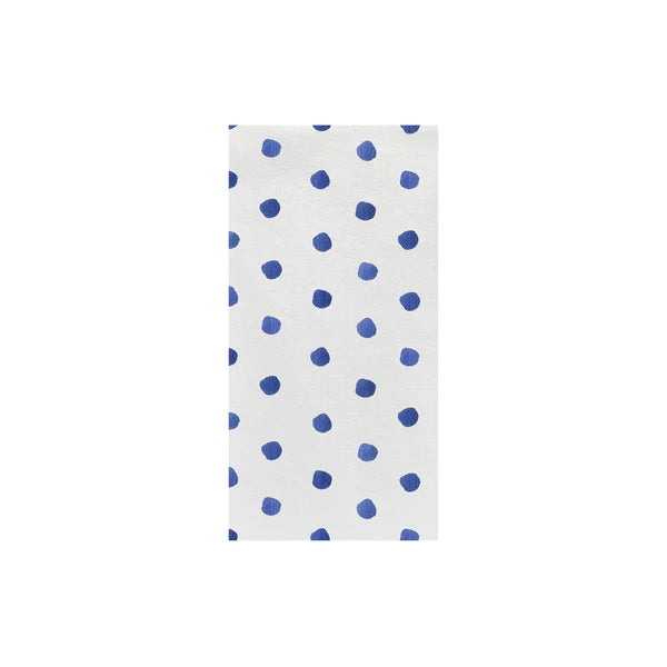 white paper guest towel with blue dots made from paperspun