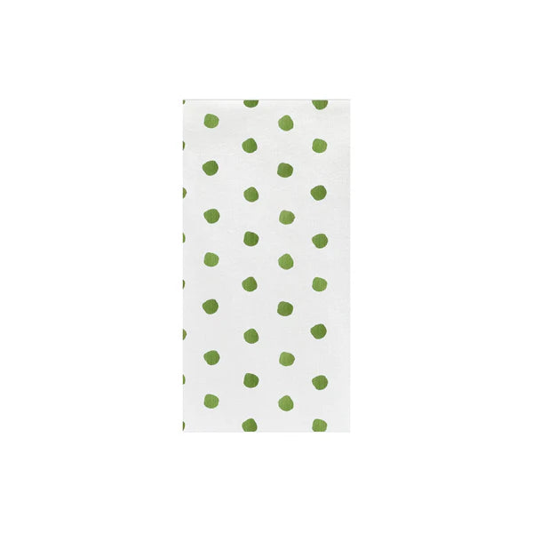 white paper guest towel with green dots made from paperspun