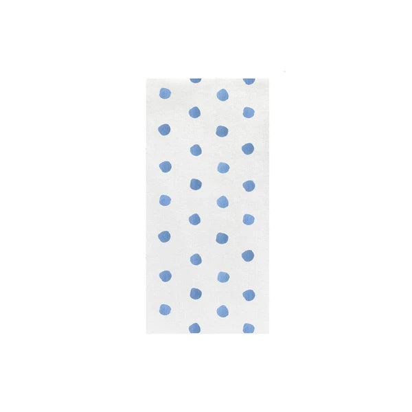white paper guest towel with light blue dots made from paperspun