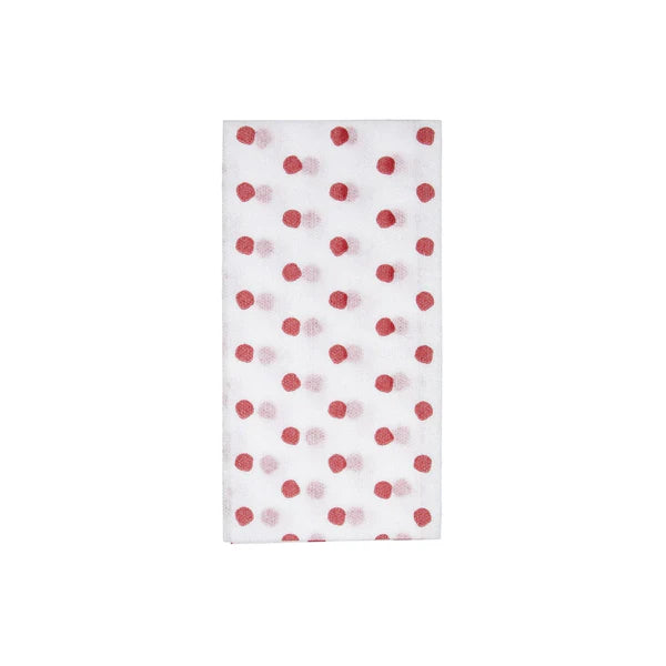 white paper guest towel with red dots made from paperspun
