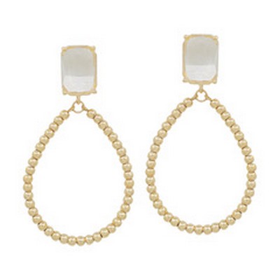 Meghan Browne Ram Gold Clear Earrings