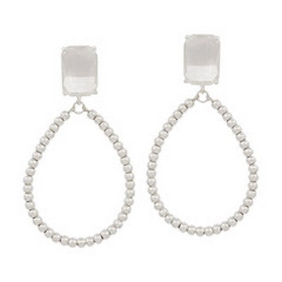 Meghan Browne Ram Silver Clear Earrings